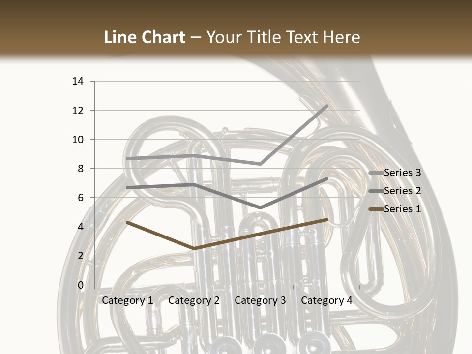 A Gold Brass French Horn Isolated Against A White Background In The Horizontal Format. PowerPoint Template