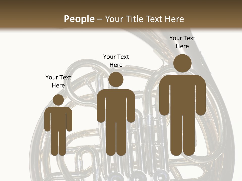 A Gold Brass French Horn Isolated Against A White Background In The Horizontal Format. PowerPoint Template