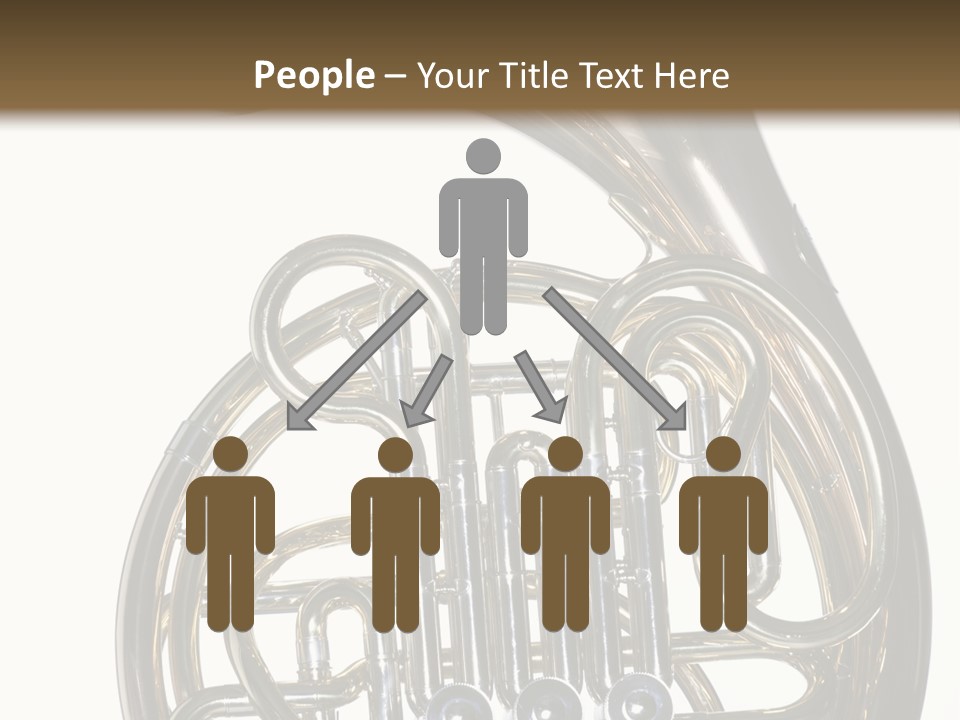 A Gold Brass French Horn Isolated Against A White Background In The Horizontal Format. PowerPoint Template