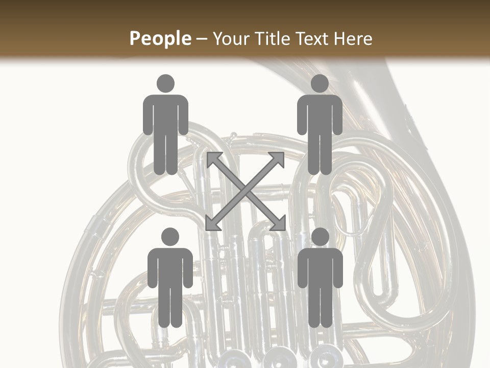 A Gold Brass French Horn Isolated Against A White Background In The Horizontal Format. PowerPoint Template