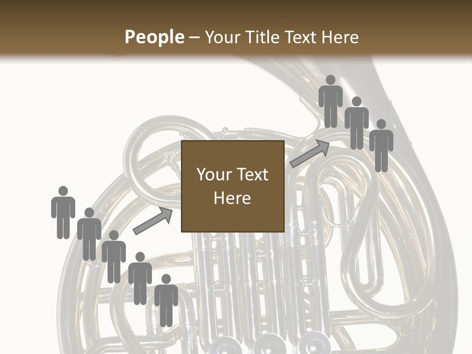 A Gold Brass French Horn Isolated Against A White Background In The Horizontal Format. PowerPoint Template