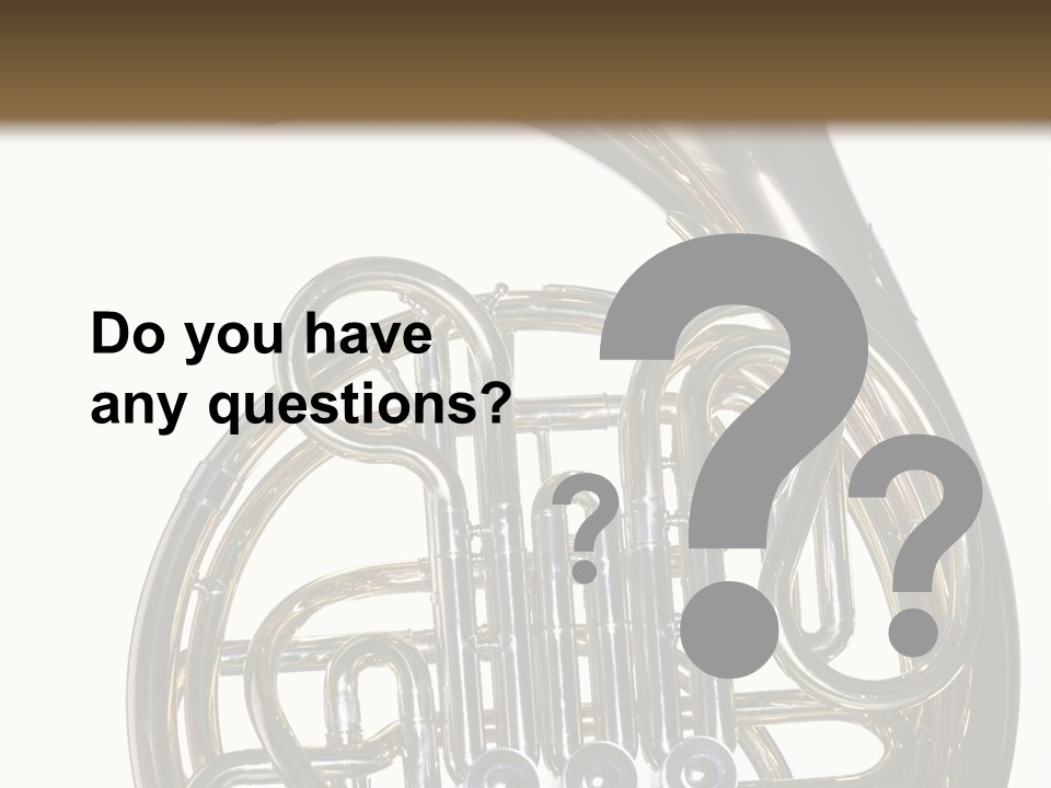 A Gold Brass French Horn Isolated Against A White Background In The Horizontal Format. PowerPoint Template