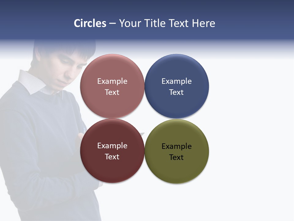 A Man In A Blue Sweater Is Holding A Clipboard PowerPoint Template