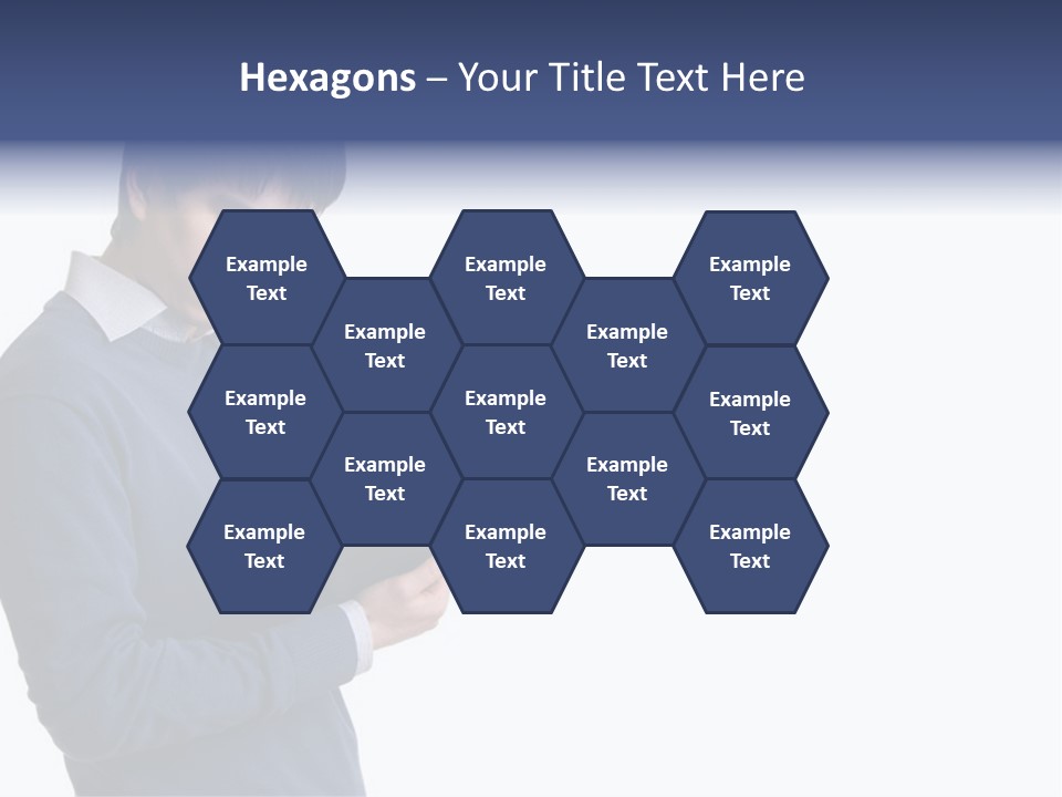 A Man In A Blue Sweater Is Holding A Clipboard PowerPoint Template