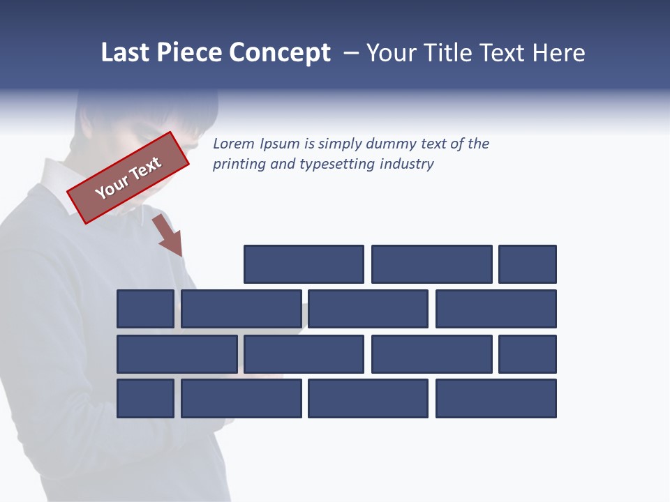 A Man In A Blue Sweater Is Holding A Clipboard PowerPoint Template