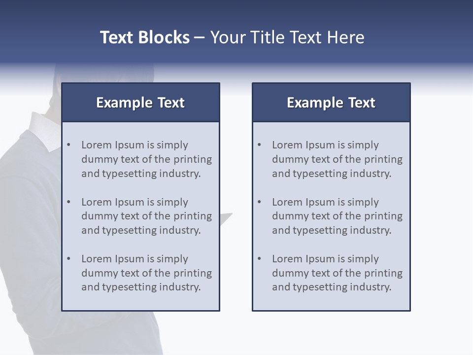 A Man In A Blue Sweater Is Holding A Clipboard PowerPoint Template