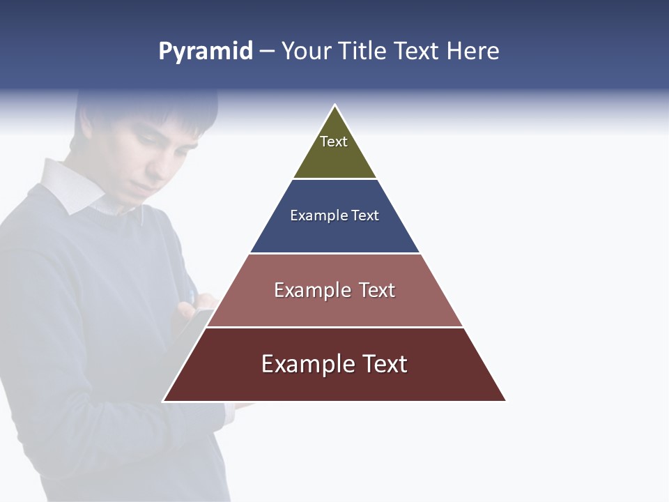 A Man In A Blue Sweater Is Holding A Clipboard PowerPoint Template