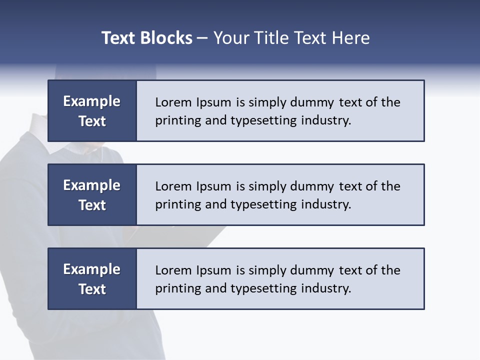 A Man In A Blue Sweater Is Holding A Clipboard PowerPoint Template