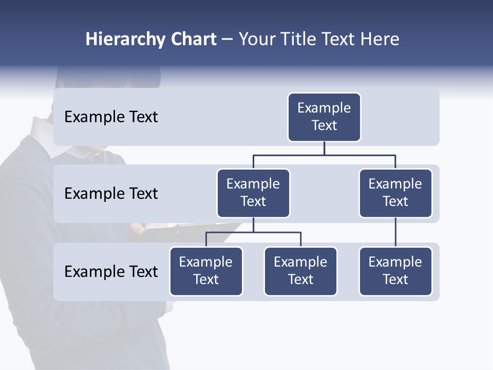 A Man In A Blue Sweater Is Holding A Clipboard PowerPoint Template