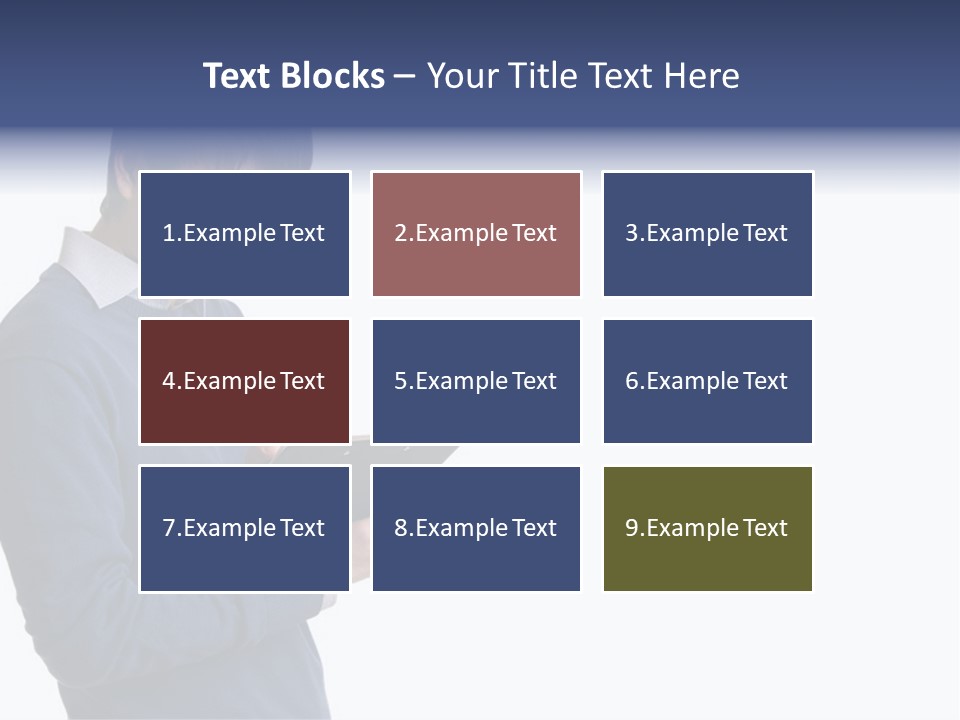 A Man In A Blue Sweater Is Holding A Clipboard PowerPoint Template