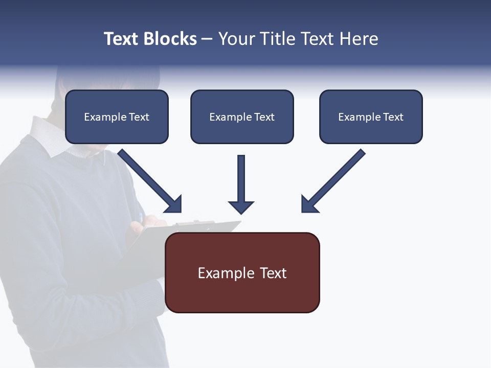 A Man In A Blue Sweater Is Holding A Clipboard PowerPoint Template