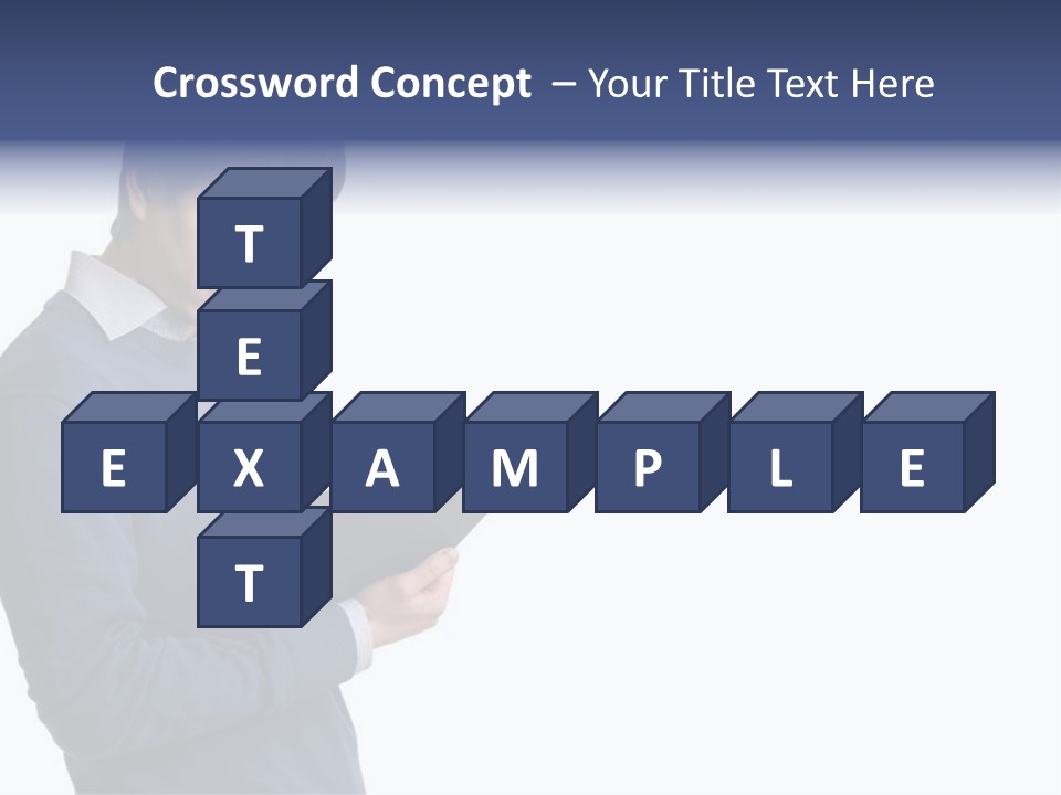 A Man In A Blue Sweater Is Holding A Clipboard PowerPoint Template