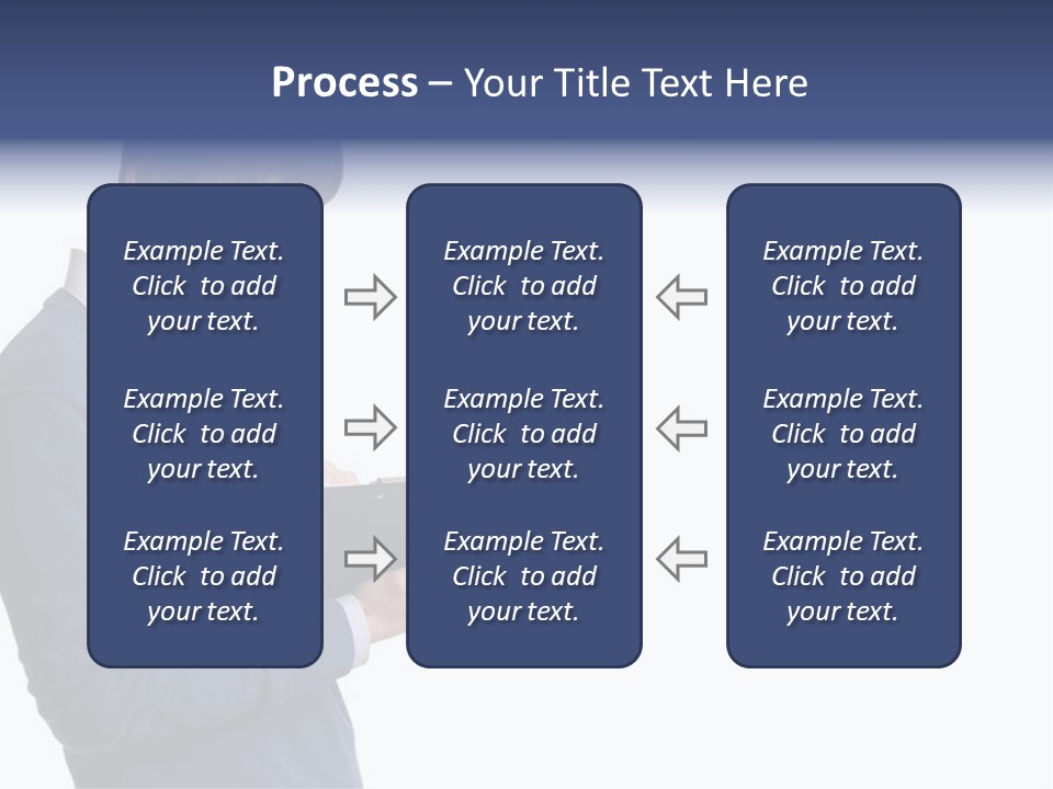 A Man In A Blue Sweater Is Holding A Clipboard PowerPoint Template
