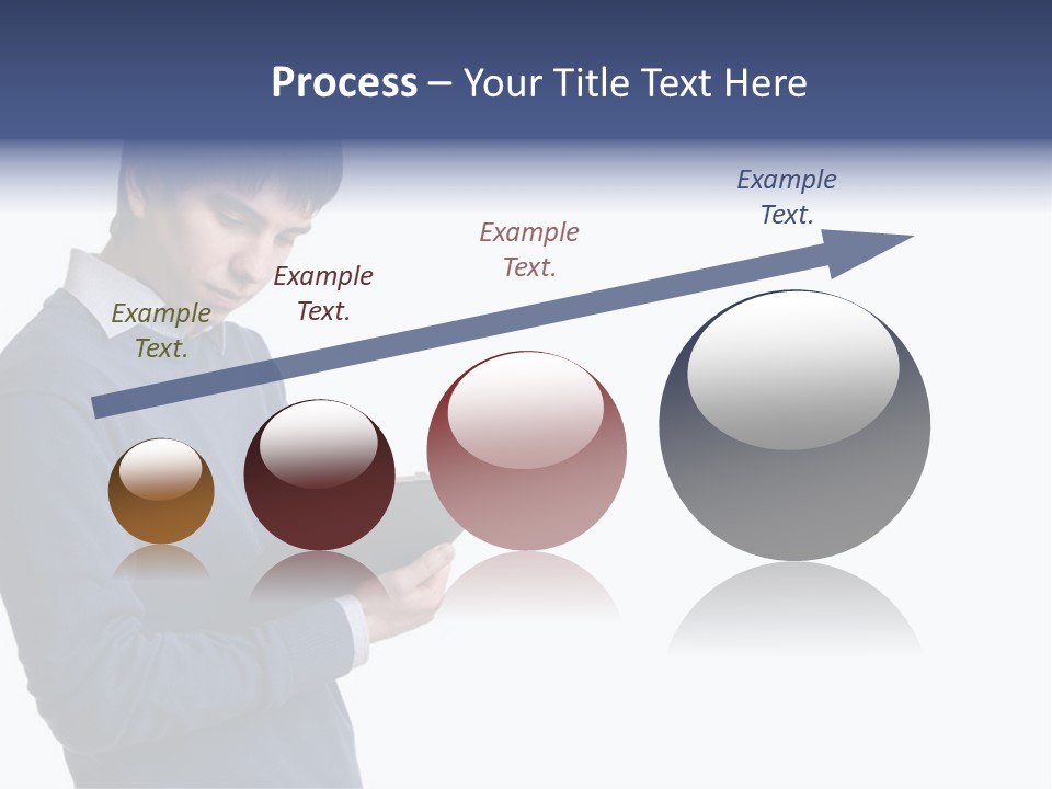 A Man In A Blue Sweater Is Holding A Clipboard PowerPoint Template