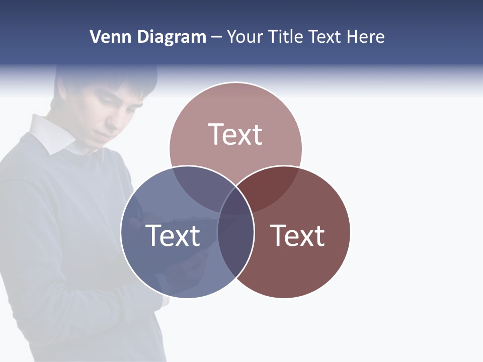 A Man In A Blue Sweater Is Holding A Clipboard PowerPoint Template