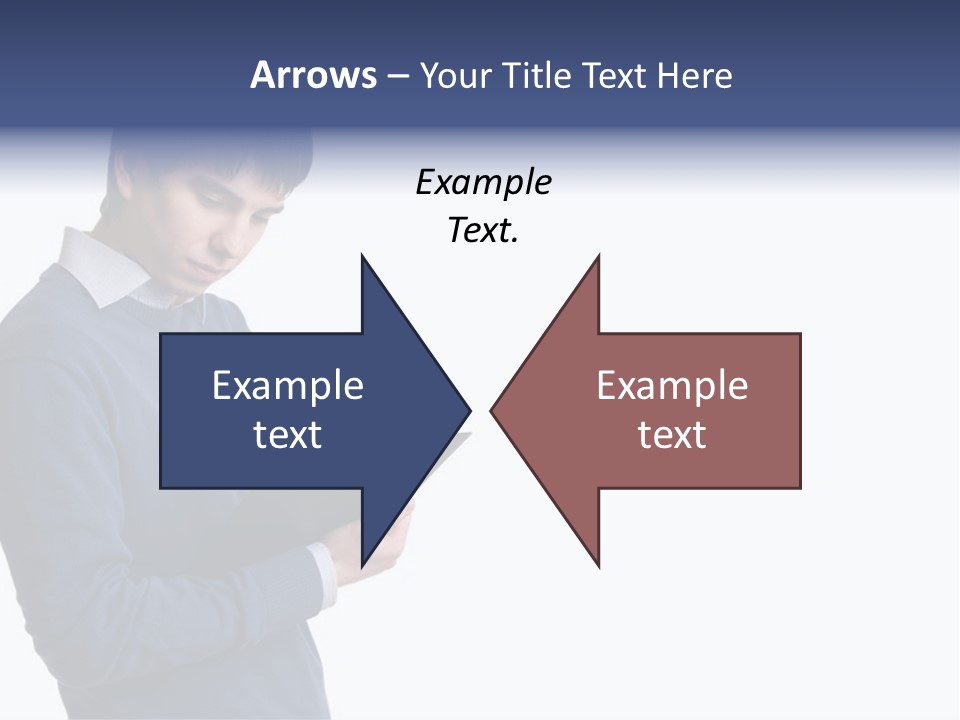 A Man In A Blue Sweater Is Holding A Clipboard PowerPoint Template