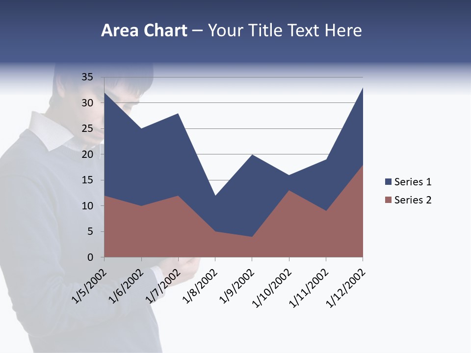 A Man In A Blue Sweater Is Holding A Clipboard PowerPoint Template