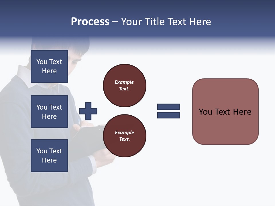 A Man In A Blue Sweater Is Holding A Clipboard PowerPoint Template