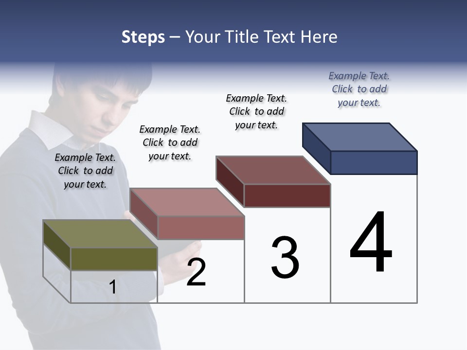 A Man In A Blue Sweater Is Holding A Clipboard PowerPoint Template