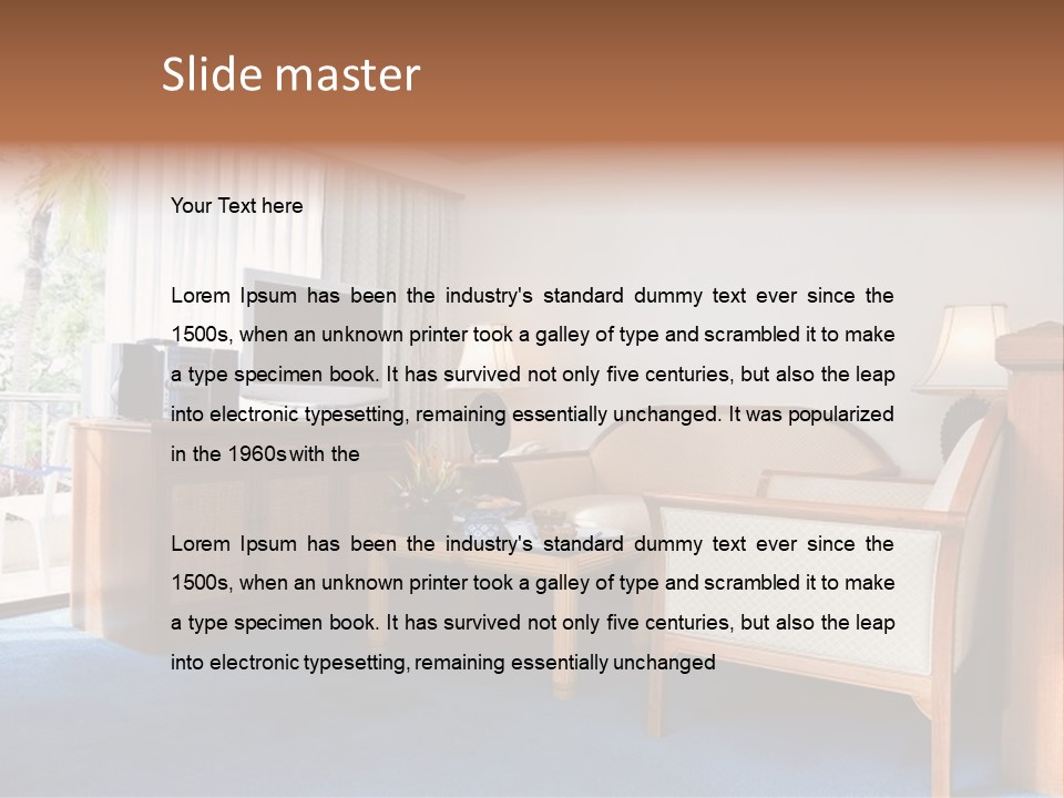 Modern Designer Kitchen With A Granite Island. PowerPoint Template