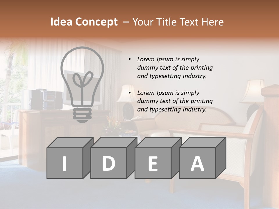 Modern Designer Kitchen With A Granite Island. PowerPoint Template