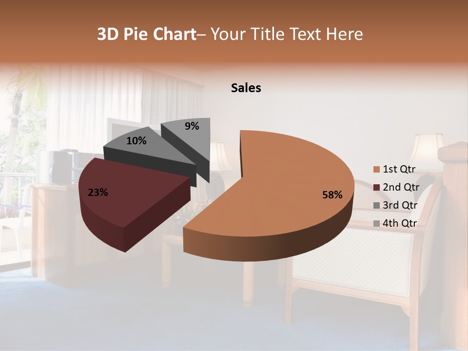 Modern Designer Kitchen With A Granite Island. PowerPoint Template