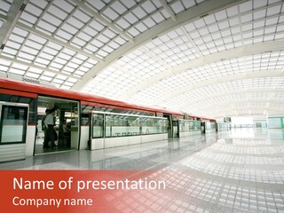 Metro In Beijing T3 Airport Station PowerPoint Template