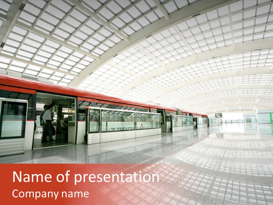 Metro In Beijing T3 Airport Station PowerPoint Template