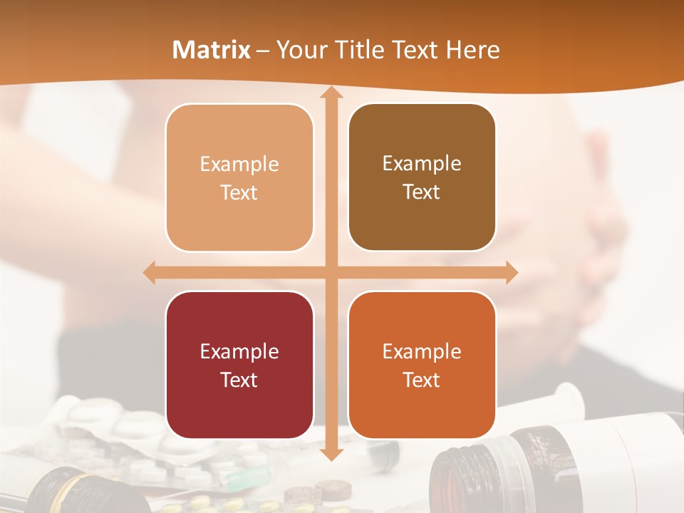 Yellow And Red Pills Spilling From Bottles And Blisters In Front Of Pregnant Woman, Shallow Dof PowerPoint Template