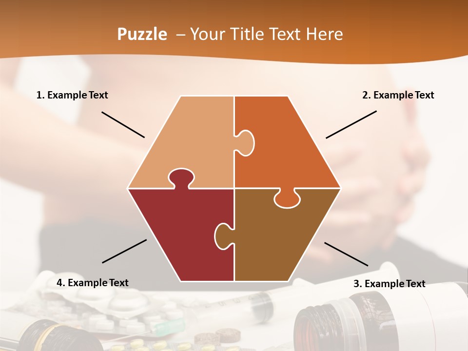 Yellow And Red Pills Spilling From Bottles And Blisters In Front Of Pregnant Woman, Shallow Dof PowerPoint Template