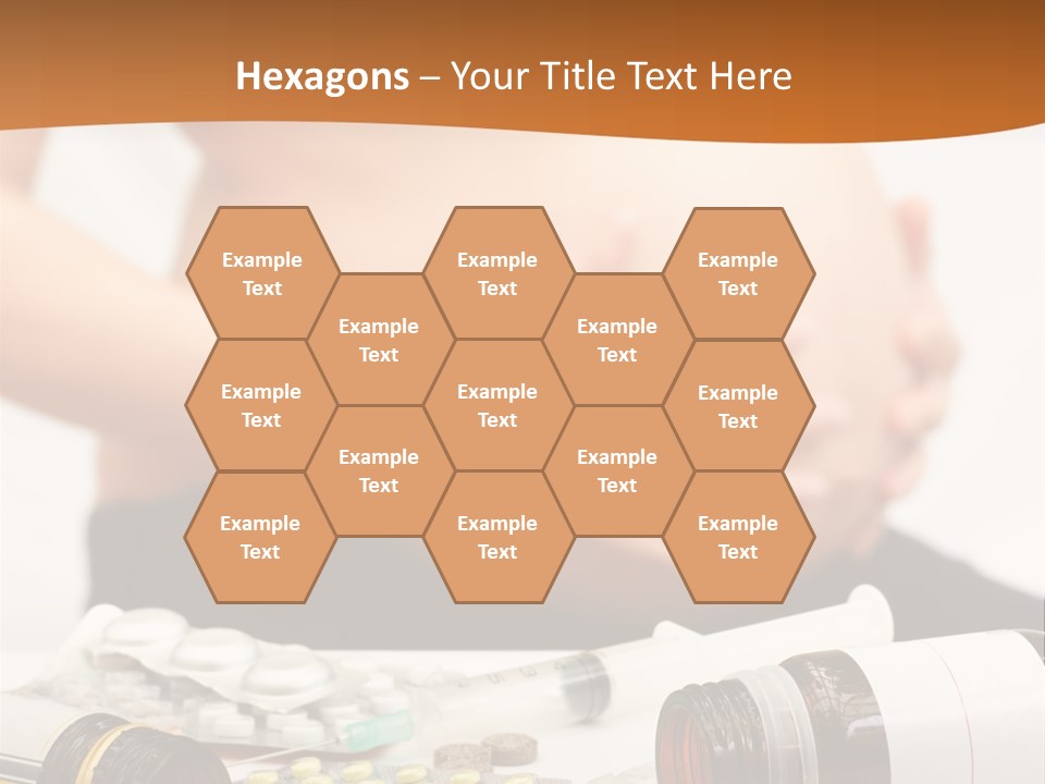 Yellow And Red Pills Spilling From Bottles And Blisters In Front Of Pregnant Woman, Shallow Dof PowerPoint Template