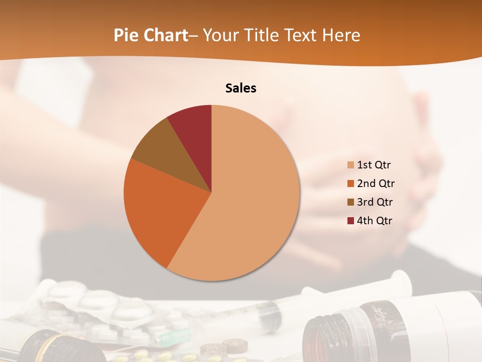 Yellow And Red Pills Spilling From Bottles And Blisters In Front Of Pregnant Woman, Shallow Dof PowerPoint Template