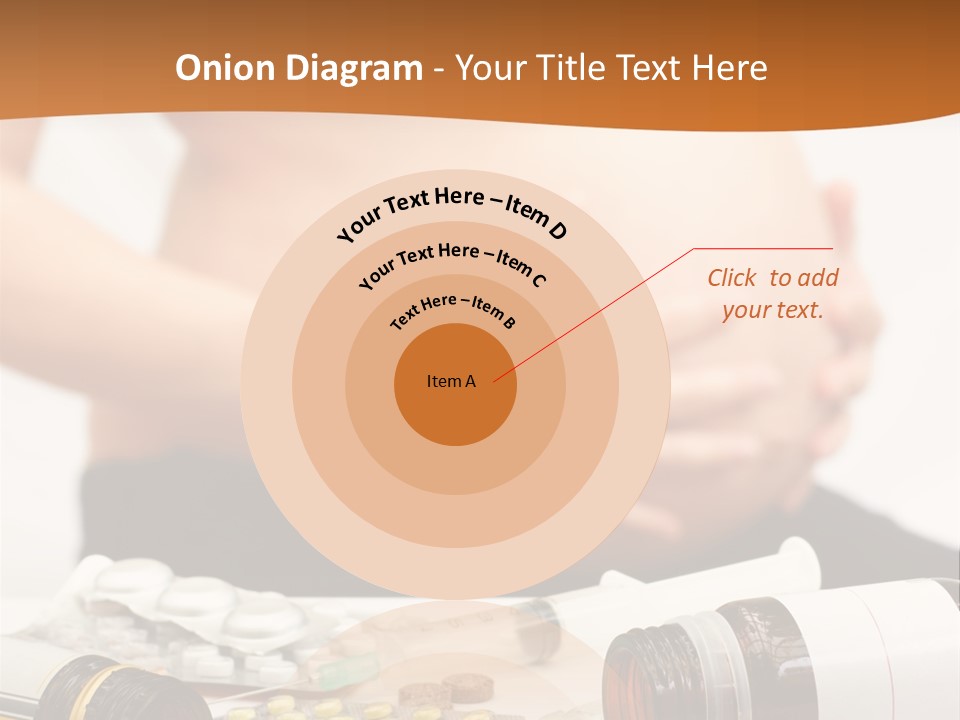 Yellow And Red Pills Spilling From Bottles And Blisters In Front Of Pregnant Woman, Shallow Dof PowerPoint Template