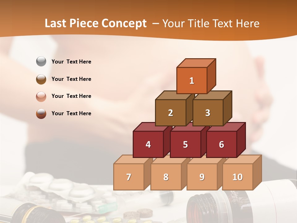 Yellow And Red Pills Spilling From Bottles And Blisters In Front Of Pregnant Woman, Shallow Dof PowerPoint Template