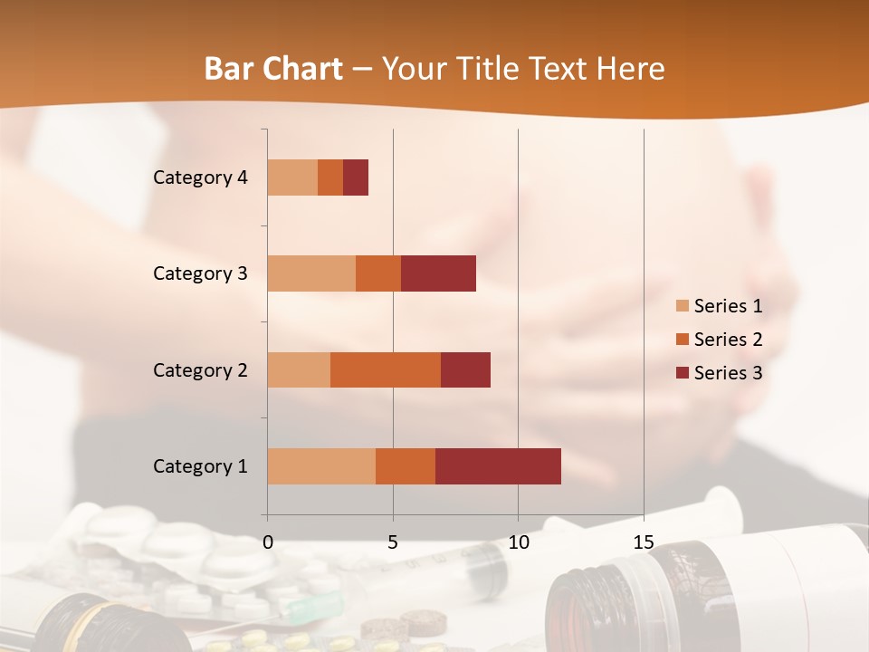 Yellow And Red Pills Spilling From Bottles And Blisters In Front Of Pregnant Woman, Shallow Dof PowerPoint Template