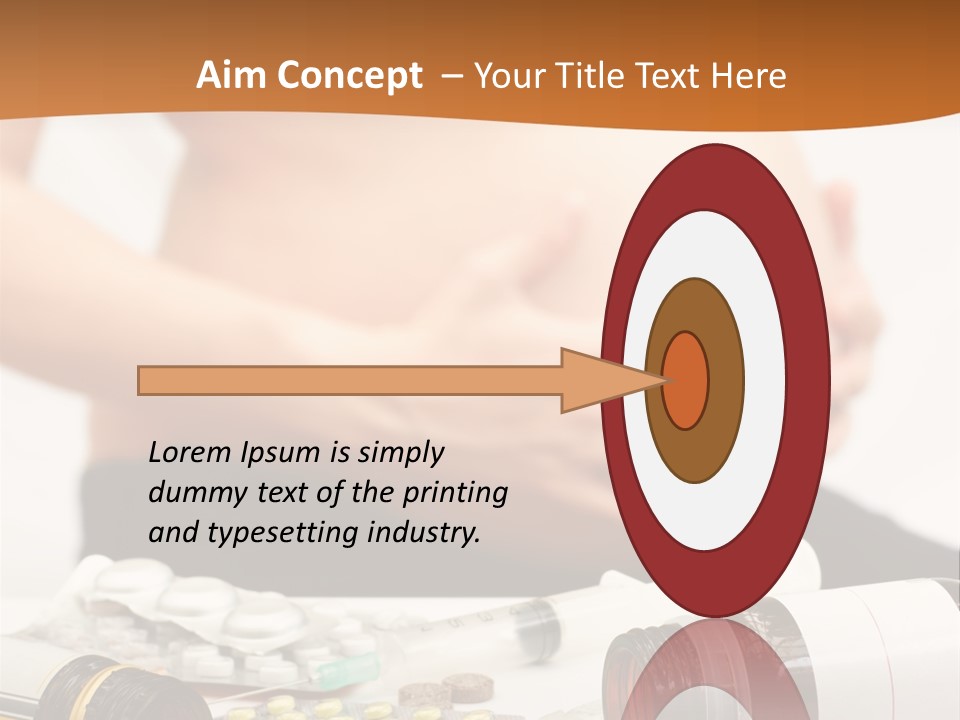 Yellow And Red Pills Spilling From Bottles And Blisters In Front Of Pregnant Woman, Shallow Dof PowerPoint Template