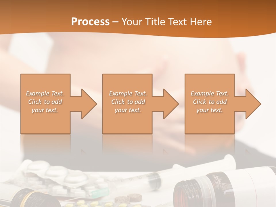 Yellow And Red Pills Spilling From Bottles And Blisters In Front Of Pregnant Woman, Shallow Dof PowerPoint Template