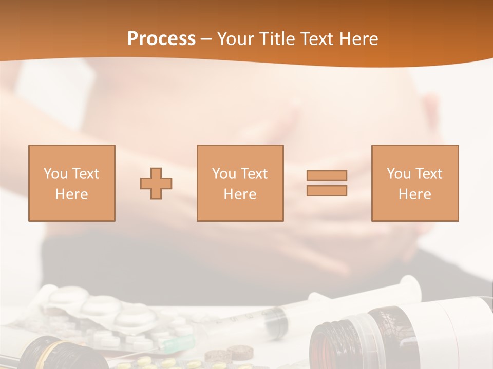 Yellow And Red Pills Spilling From Bottles And Blisters In Front Of Pregnant Woman, Shallow Dof PowerPoint Template