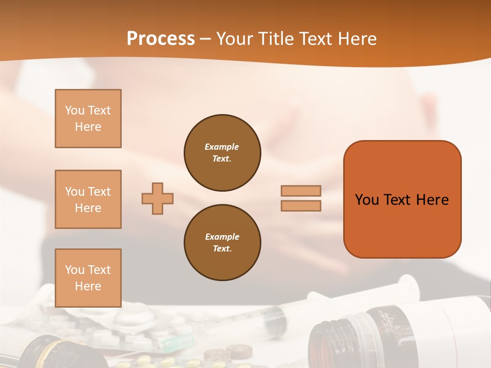 Yellow And Red Pills Spilling From Bottles And Blisters In Front Of Pregnant Woman, Shallow Dof PowerPoint Template
