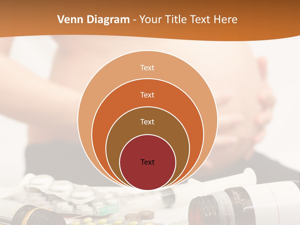 Yellow And Red Pills Spilling From Bottles And Blisters In Front Of Pregnant Woman, Shallow Dof PowerPoint Template