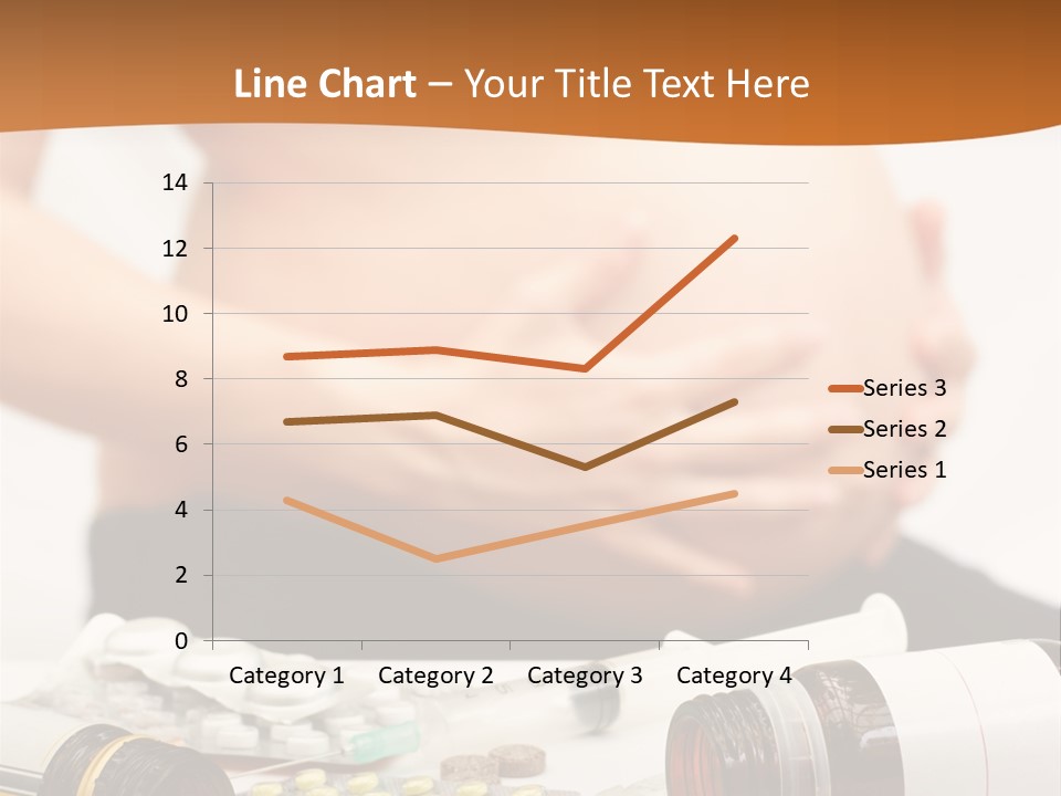Yellow And Red Pills Spilling From Bottles And Blisters In Front Of Pregnant Woman, Shallow Dof PowerPoint Template
