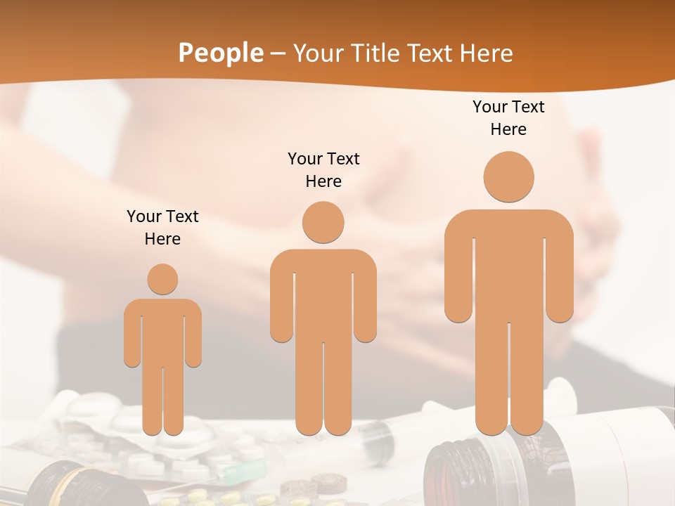 Yellow And Red Pills Spilling From Bottles And Blisters In Front Of Pregnant Woman, Shallow Dof PowerPoint Template