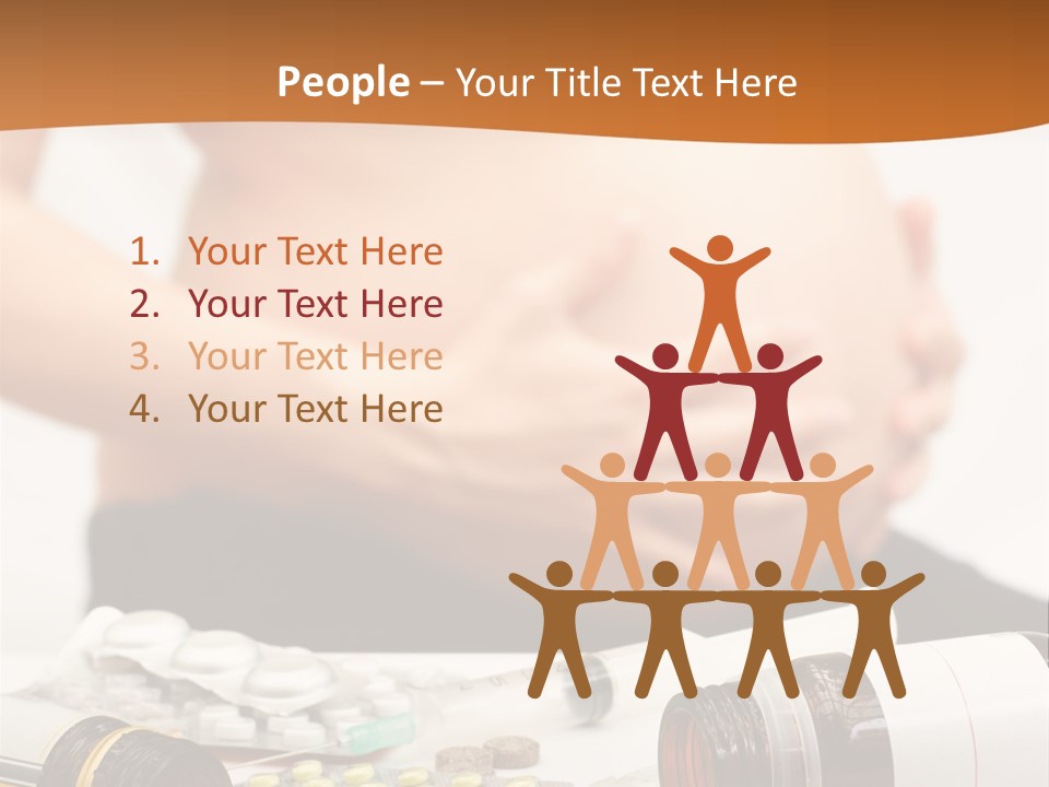 Yellow And Red Pills Spilling From Bottles And Blisters In Front Of Pregnant Woman, Shallow Dof PowerPoint Template