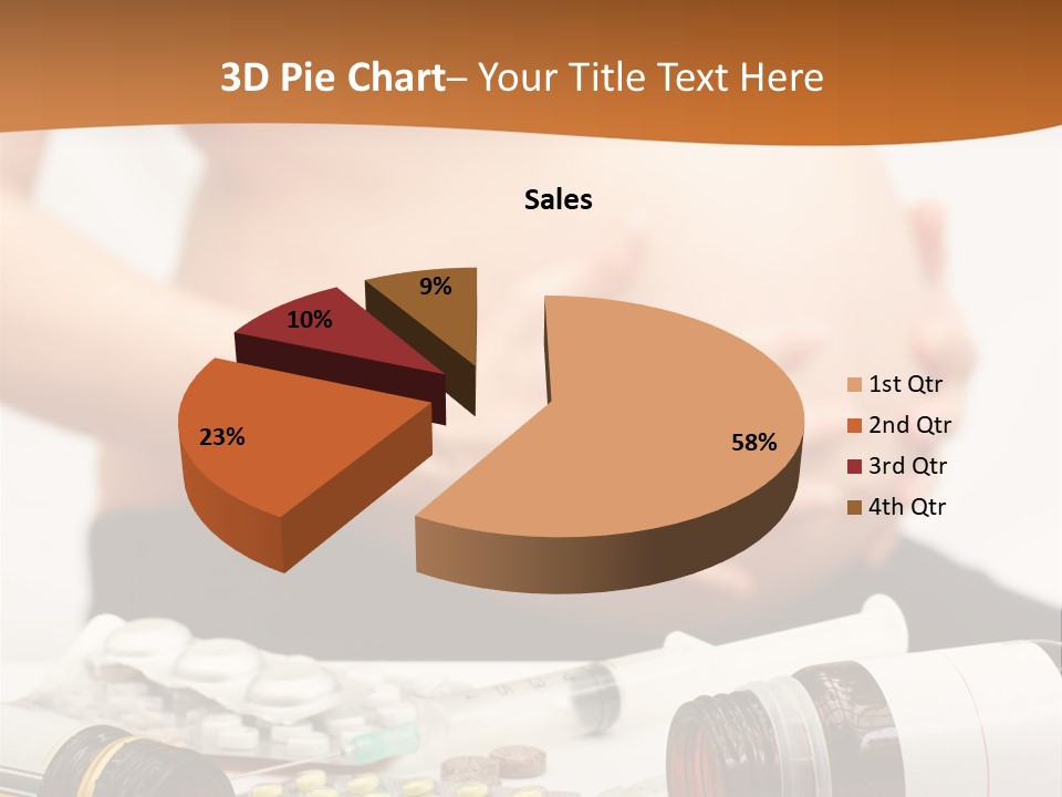Yellow And Red Pills Spilling From Bottles And Blisters In Front Of Pregnant Woman, Shallow Dof PowerPoint Template