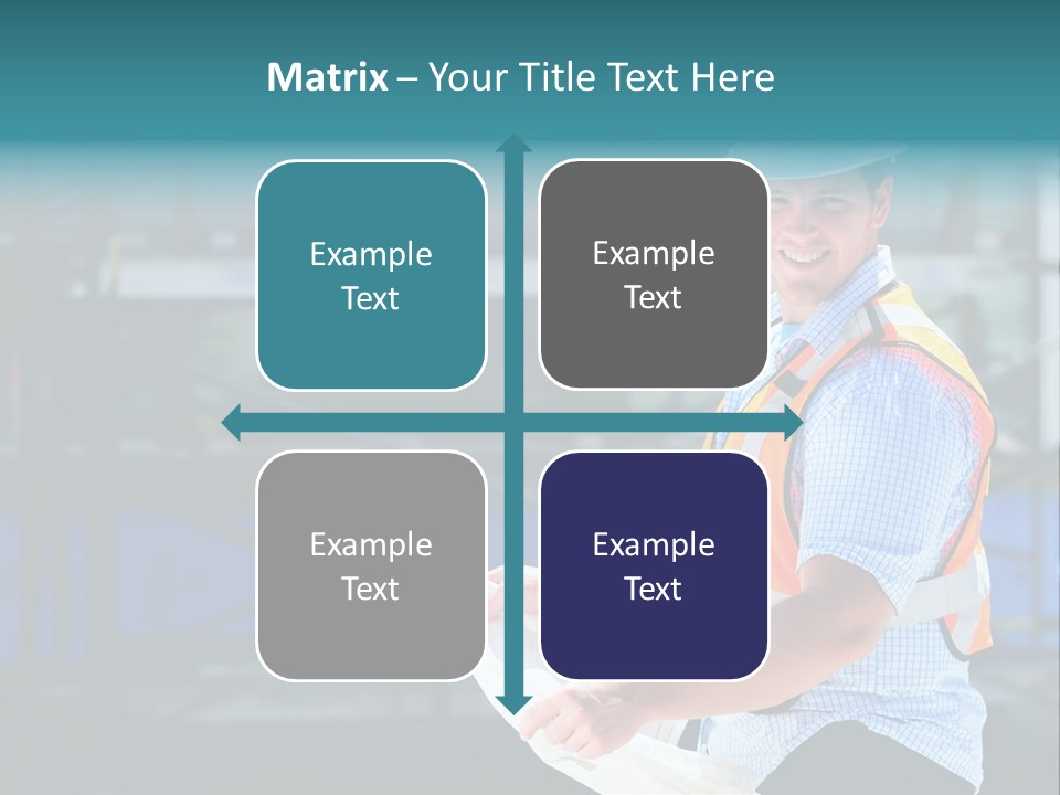 Construction Project Male Architect Checking The Blueprints Of A New Building PowerPoint Template