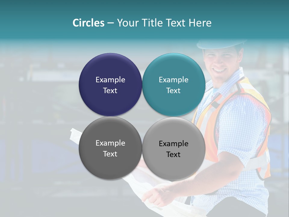 Construction Project Male Architect Checking The Blueprints Of A New Building PowerPoint Template