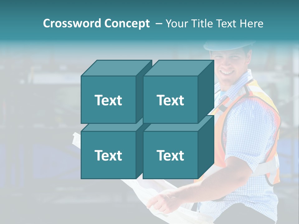 Construction Project Male Architect Checking The Blueprints Of A New Building PowerPoint Template