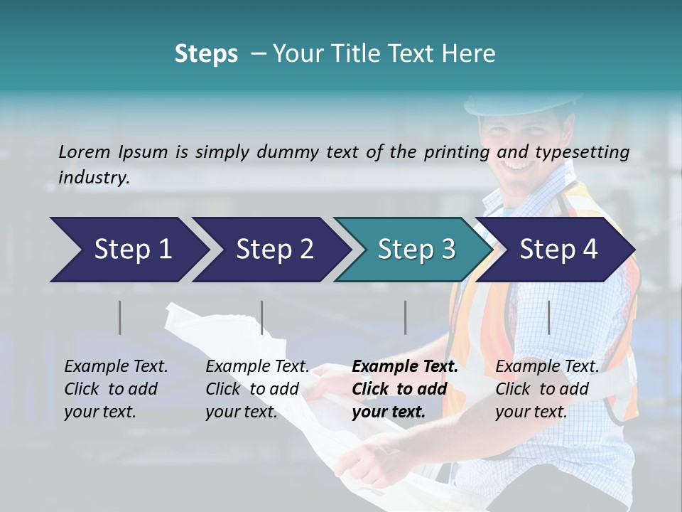 Construction Project Male Architect Checking The Blueprints Of A New Building PowerPoint Template