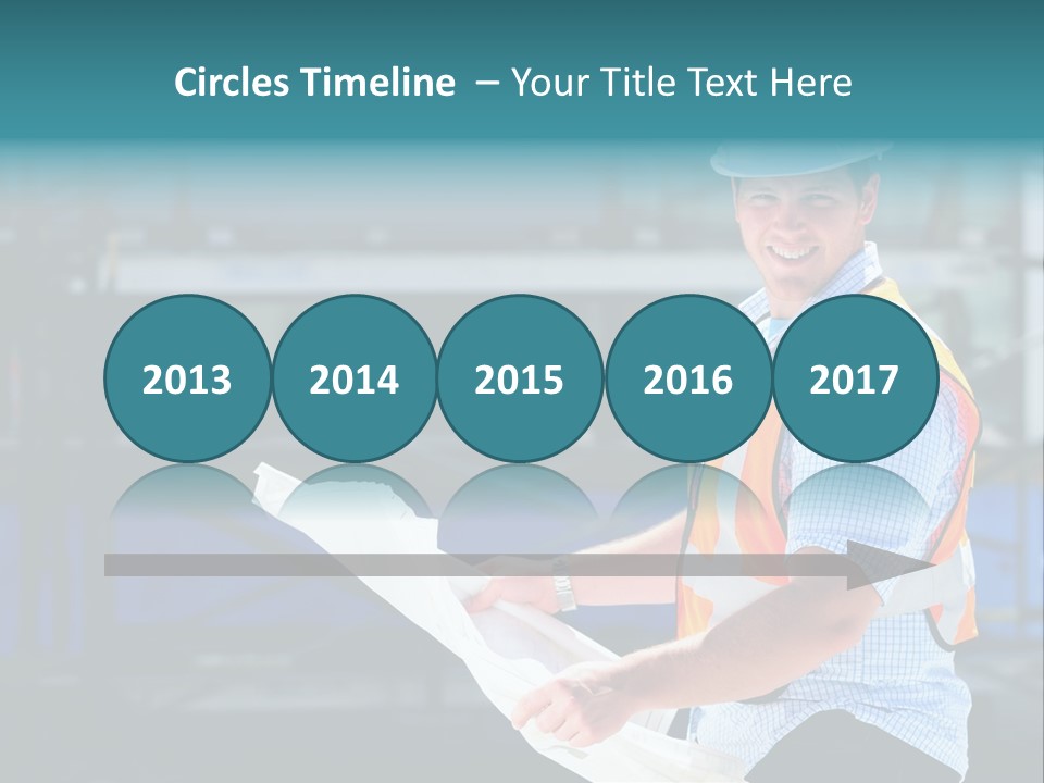 Construction Project Male Architect Checking The Blueprints Of A New Building PowerPoint Template