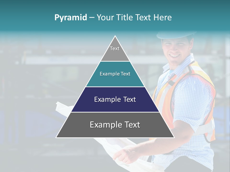 Construction Project Male Architect Checking The Blueprints Of A New Building PowerPoint Template